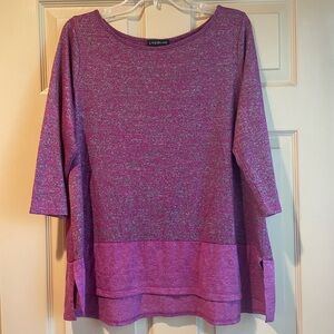 Lane Bryant Heathered Purple 3/4 Sleeve Hi-Low‎ Top w/Side Slits, Size 14/16